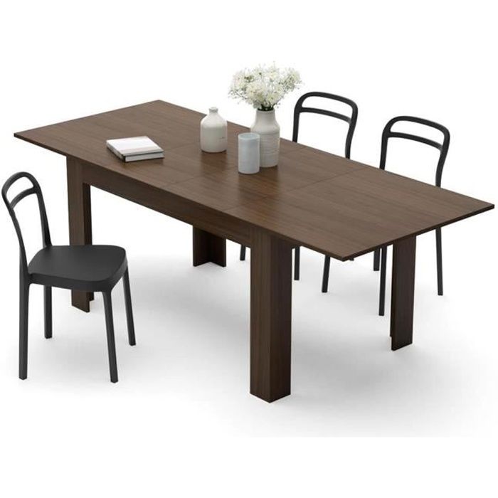 Mobili Fiver, Table extensible Cuisine, Easy, Noyer Canaletto, Mélaminé, Made in Italy