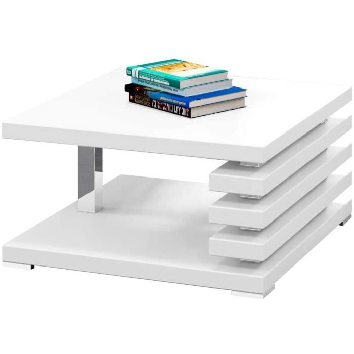 526>Selsey ARIENE - Table Basse Design (Blanc Mat, 60x60 cm)