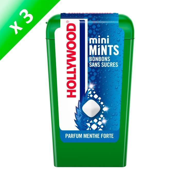Hollywood Mini Mints Bonbons parfum Menthe Forte 12,5g - LOT DE 3