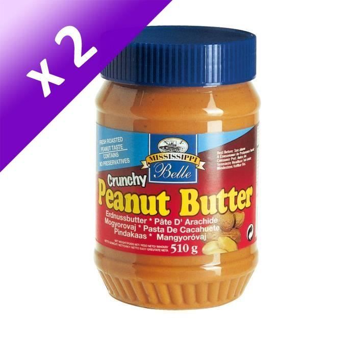 MISSISSIPI BELLE Beurre de Cacahuètes Crunchy - 510 g (Lot de 2)