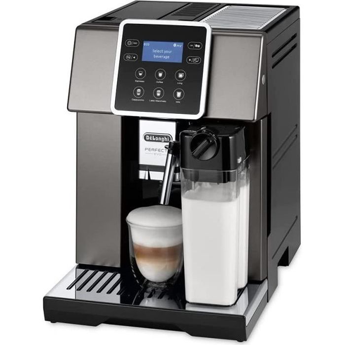 De'Longhi Perfecta Evo Machine à café automatique en grain, expresso, cappuccino, ESAM420.80.TB, titane, noir