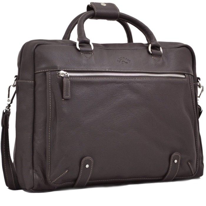 Porte-ordinateur Cuir 15- 1 compartiment - Marron Foncé
