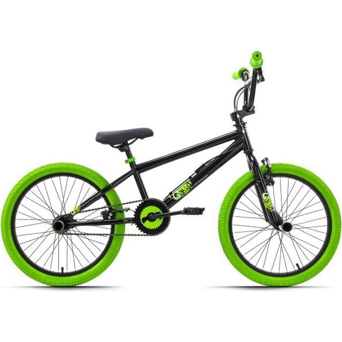 BMX 20'' - KS CYCLING - G-Acid - 8 Ans - 4 Pegs - Noir-Vert - Taille de Cadre 28 cm