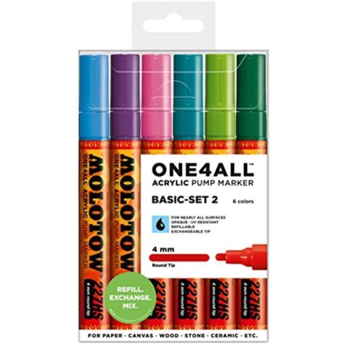 MOLOTOW ONE 4 ALL MARKER MARQUEUR ART GRAFFITI BODY PAINTING DECO 2mm X 6 NEW CSK ARTISTE ACRYLIQUE DESSIN