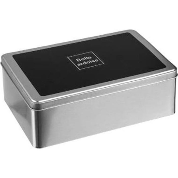 Boîte à Sucre en Métal -Ardoise- 20cm Argent