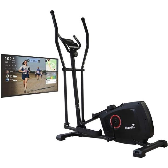 Skandika Vidar - Vélo elliptique - Bluetooth - Support Tablette - Inertie 7 kg- Max. 120 kg - 8 Niveaux résistance - Noir/Rouge