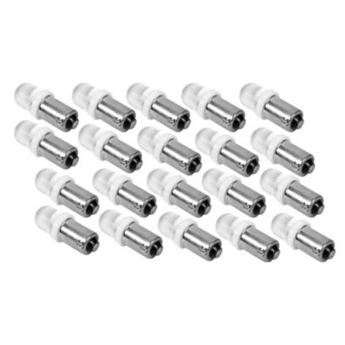 20 PièCes SéRies BA9S 1895 H6W 53 57 Ampoules LED BaïOnnette pour Lampe de Carte de Voiture 12V Blanc