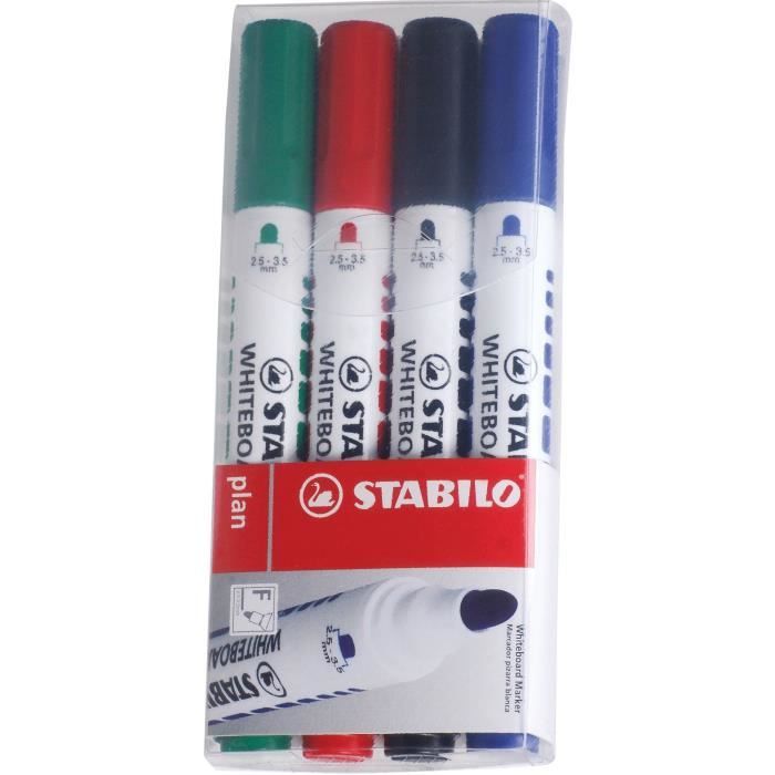 STABILO Plan - 4 marqueurs effaçable à sec - pointe ogive