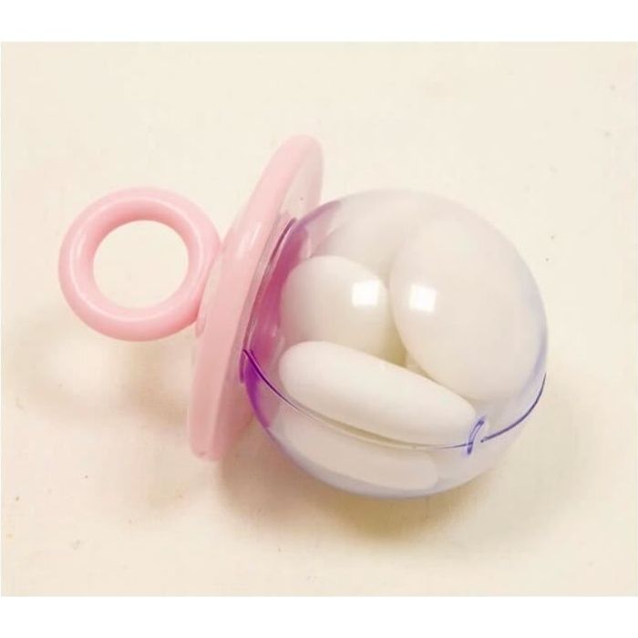 R/BT2084 – Contenant Baptême dragée Boîte tétine rose (x4)