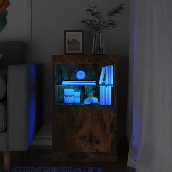 vidaXL Buffet avec lumières LED chêne fumé 41x37x67 cm 836683