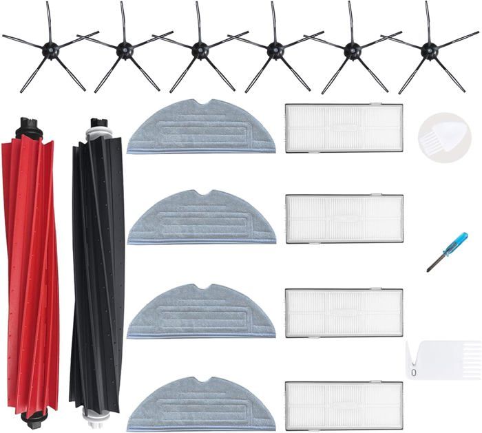Kit Pièces Rechange Roborock S8/S8+ Liveryde - 1 Brosse Double, 4 Brosses Latérales, 4 Filtres HEPA, 4 Chiffons
