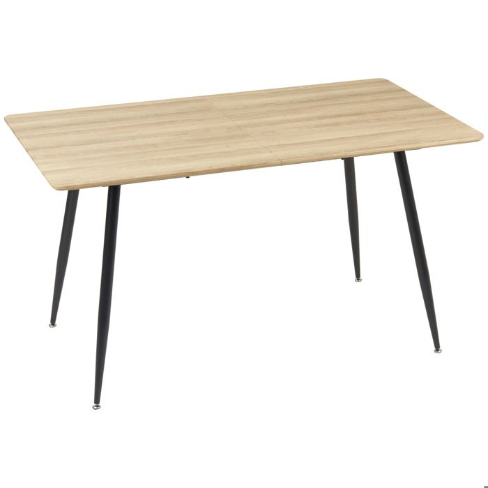 Table à manger - HOMCOM - 4 personnes - rectangulaire - plateau effet bois - 4 pieds en acier - 140 x 80 x 76 cm - naturel et noir