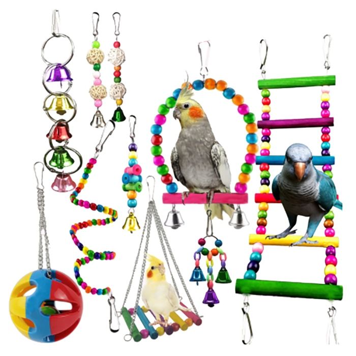 Meilleurs prix pour Lot de 10Jouets pour Perruche Jouets Suspendus pour Cage pour Animaux de Compagnie BalançOire pour Oiseaux Jouets à Mâcher pour