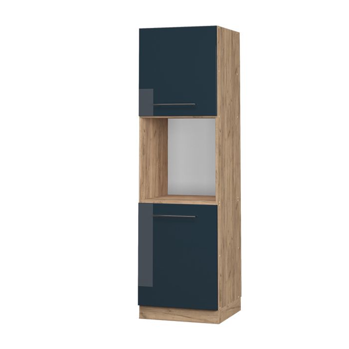 Meuble pour four Fame-Line 60cm ouvert Bleu foncé brillant/Chêne de force doré Vicco 48894