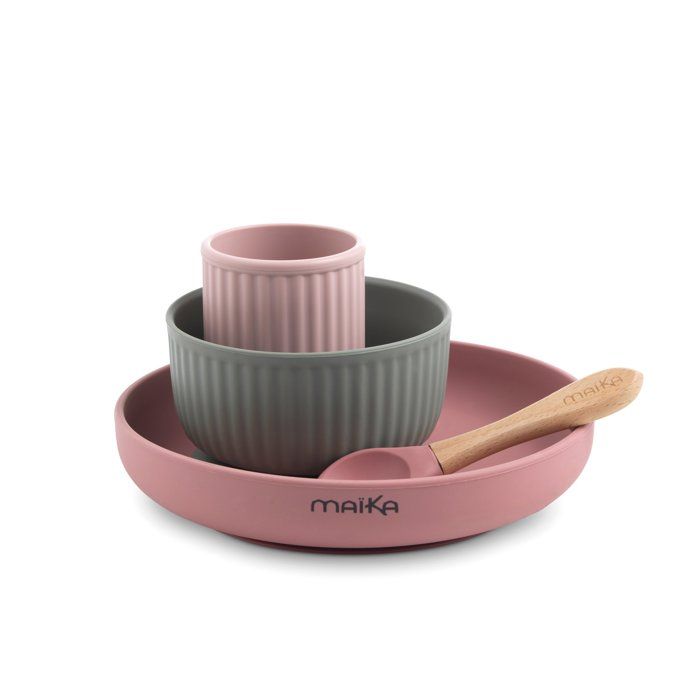 Set Repas Bébé Licorne Silicone Rose - 8 Pièces - Bol Ventouse, Couverts, Bavoir - Sans BPA