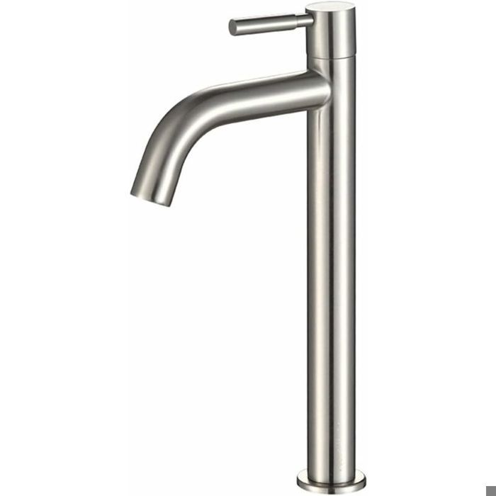Robinet De Salle De Bain Eau Froide Uniquement - Nickel Brossé, Acier Inox SUS304, Montage Sur Plan