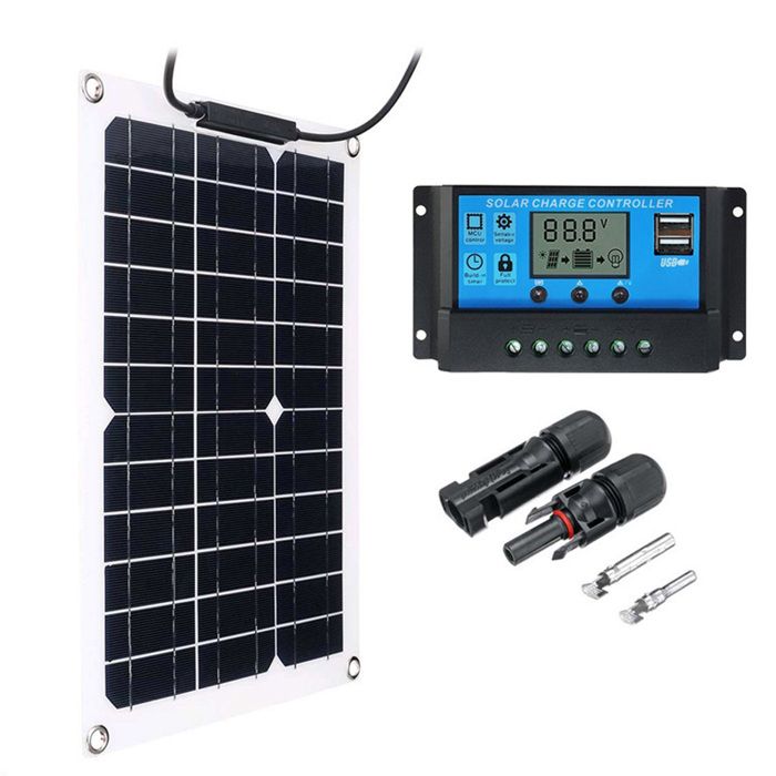Kit Solaire Complet 18W + Onduleur 300W + Contrôleur 30A