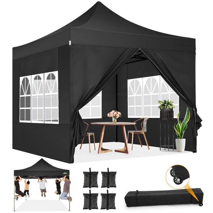 WOLTU Tonnelle De Jardin. Auvent Pliable Imperméable. Protection Du Soleil Uv 50 Hauteur Reglable 3x3m Vert 91165847