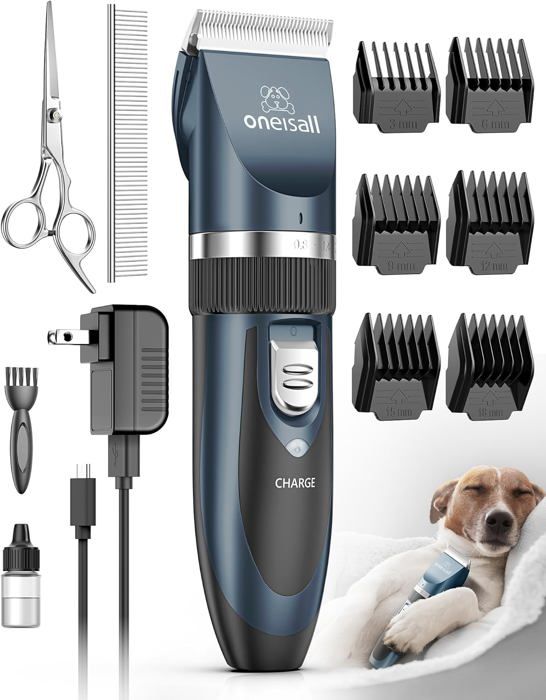 Meilleurs prix pour Tondeuse Chien Professionnelle Poil Long Epais Tondeuse pour Chats et Animaux Silencieux pour petits grands chiens (bleu marine)
