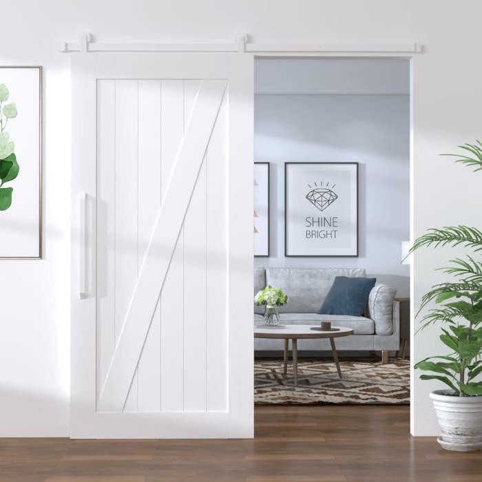 vidaXL Kit de Quincaillerie de Porte Coulissante Porte de Grange Porte dIntérieur Système de Porte Coulissante 200 cm Acier 151706