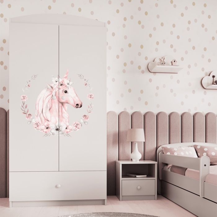 Armoire 2 portes 1 tiroir Kocot Kids Babydream Licorne - Blanc Armoire 2 portes 1 tiroir Kocot Kids Babydream Licorne - Blanc