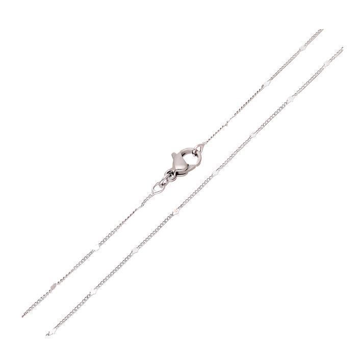 Chaîne de Cou - Maille Fine - Gourmette - Alternée - 45 cm - 1 mm - Argent 925/1000 - Femme