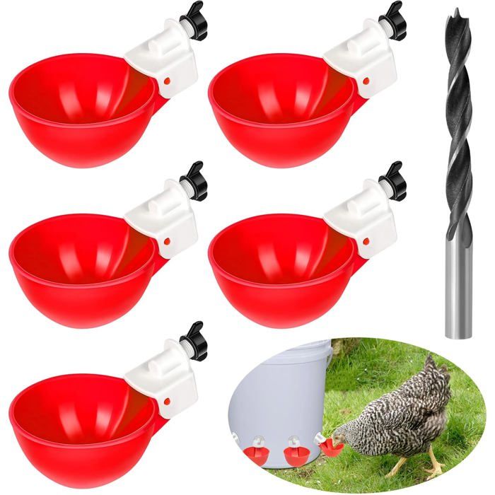 Comparer les prix de 5 Pièce Abreuvoirs Automatiques Kit DIY Abreuvoir Poules Abreuvoir Poule avec scie à Trou de pour Poussins Canards Oies Dindes