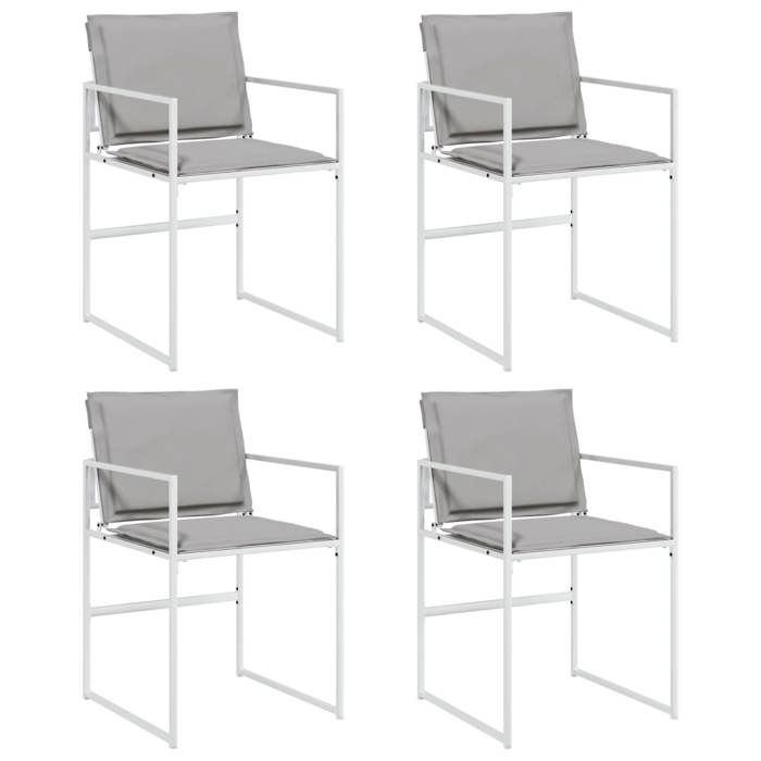 (SOLDES JUILLET)Chaises de jardin avec coussins 4 PCS - UU - Scandinave Fauteuil salon - blanc acier/textilène FR14008587