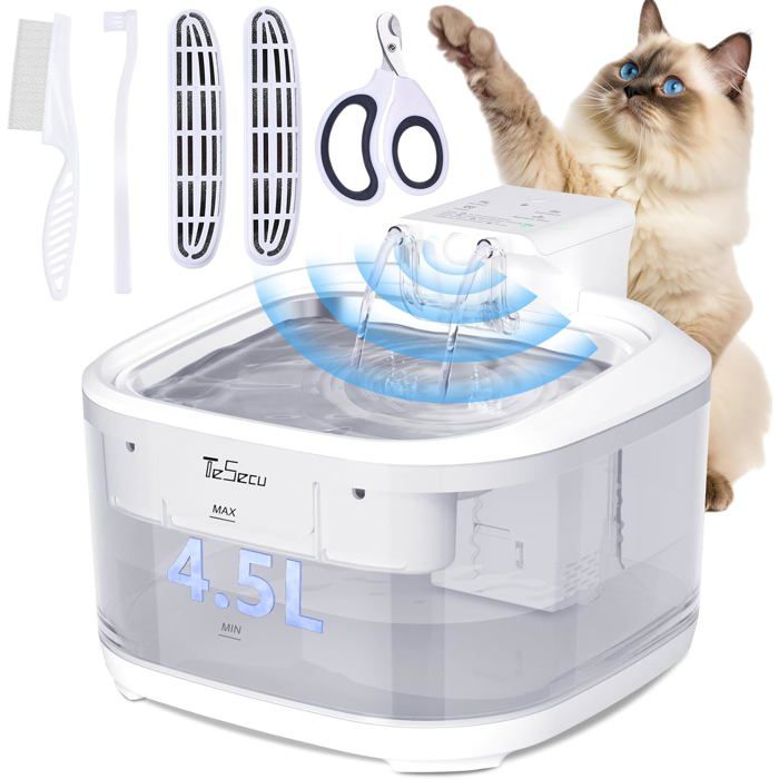 Comparer les prix de Fontaine A Eau Chat Sans Fil 45L Distributeur Eau Pour Chat Et Chien Automatique A Batterie 5000 Mah 3 Modes Detecteur De