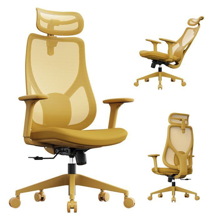 SENSE7 Moyo Fauteuil de Bureau Ergonomique Accoudoirs 3D & Soutien Lombaire Réglables Dossier Inclinable Jaune
