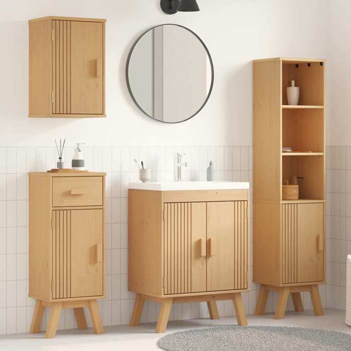 Ensemble de meubles de salle de bain 4 pièces en chêne noir en bois d