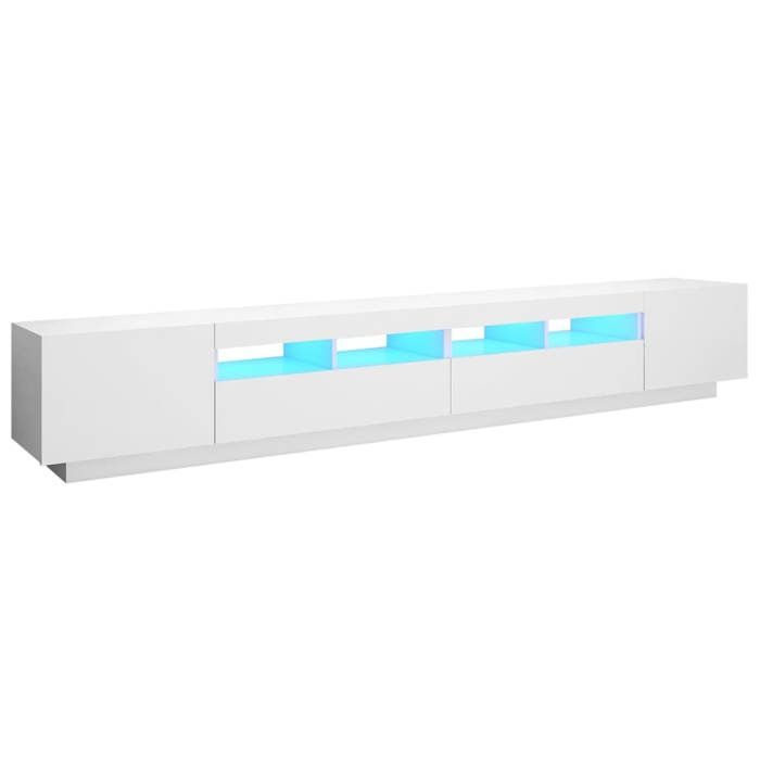 “Winter SaleTOP Armoire TV classique Blanc - Meuble TV avec lumières LED Blanc 260x35x40cm PRO98393
