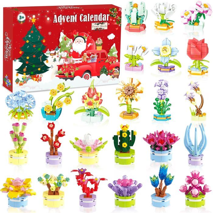 Calendrier De L'Avent 2025 Pour Filles, 24 Jours De Calendrier De Noël, Cadeaux Avec Plantes Succulentes Et Bouquet De Blocs - Maison