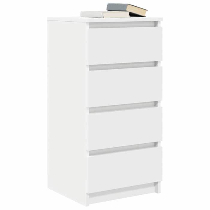 Buffet blanc en bois dingénierie - WIENS - 375x35x76 cm - Blanc - 4 tiroirs - 60 kg capacité totale
