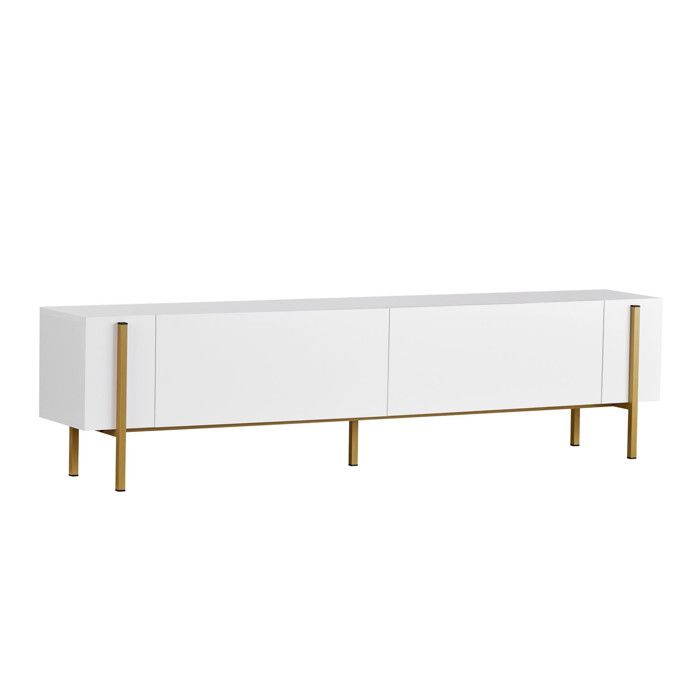Meuble TV en bois Nexus - 180 x 30 x 45 cm - Blanc / Or Meuble TV en bois Nexus - 180 x 30 x 45 cm - Blanc / Or