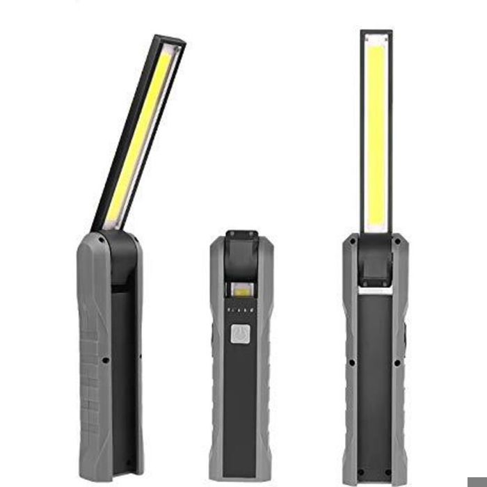 Lampe LED Rechargeable Baladeuse LED Rechargeable COB Torche Lampe de Poche avec Base Magnétique 3 Modes Pliable à 210 degrés pour