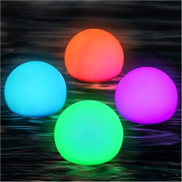 Lampes Flottantes Piscine - 4 pièces IP65 télécommandes - 16 LED RGB changeant couleur