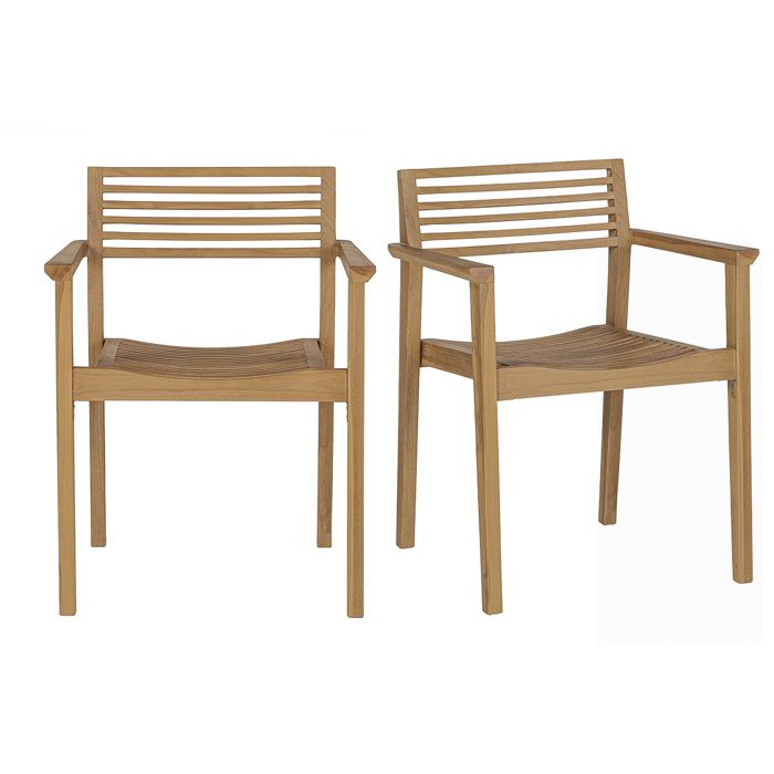 Miliboo - Chaises de jardin empilables en bois teck massif (lot de 2) KAYU