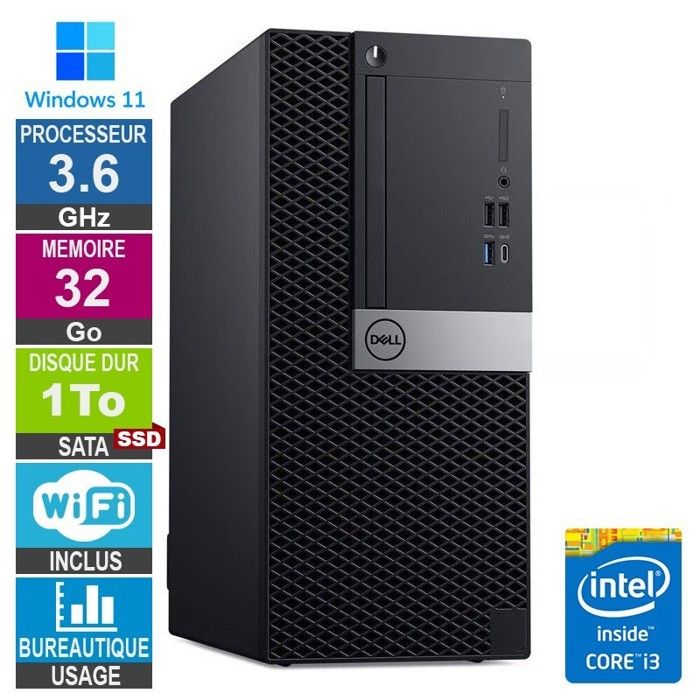 7060 MT i3 8100 3.60GHz SSD Wifi W11 Très bon état - vue 2