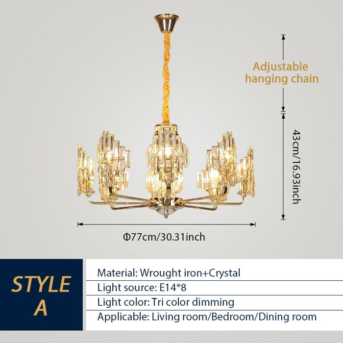 Design suspension en cristal Ø77 cm design structure verre 8 lumières E14 3 couleurs de lumière suspension moderne