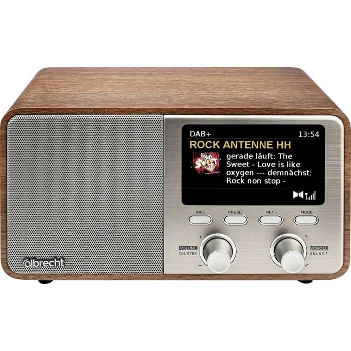 Albrecht DR 760 Radio de table DAB+ FM DAB+ AUX Bluetooth Boîtier en bois véritable avec caisson denceinte bois m
