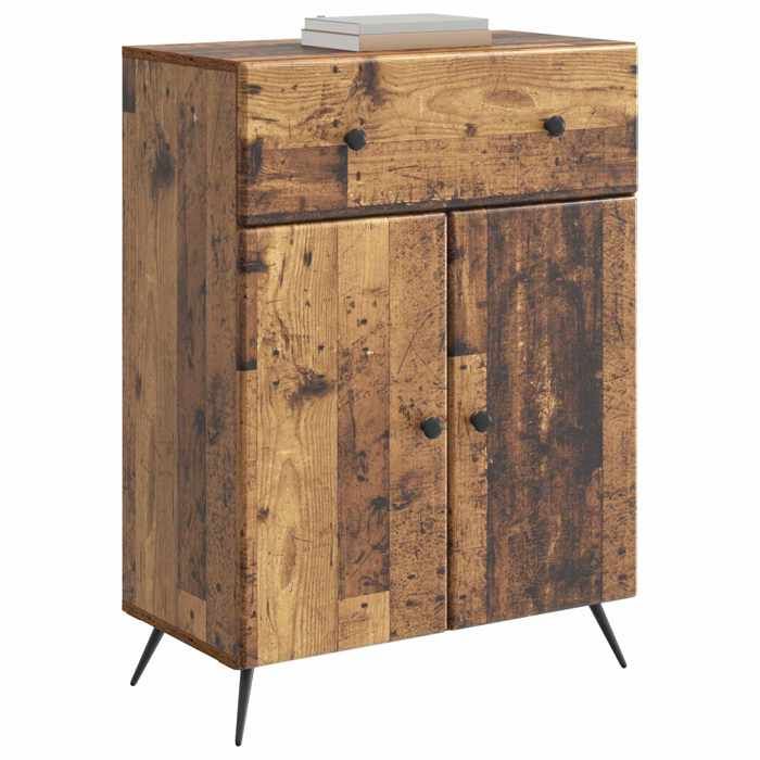 Buffet - vidaXL - commode buffet - bois dingénierie - bois ancien - 66 x 34 5 x 90 cm - 2 portes à charnières - 1 tiroir{wqn35l}