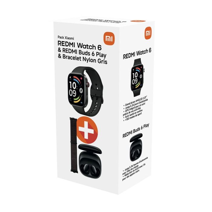 Pack Redmi Watch 6 + Ecouteurs sans fil Redmi Buds 6 Play Bluetooth + Bracelet Nylon - vue 3