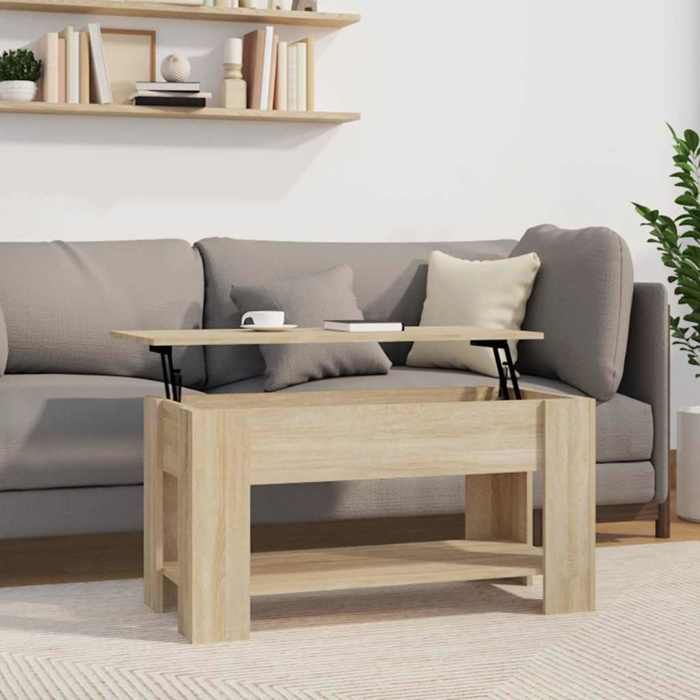 Table basse/du Thé (1 pc) - vidaxl - Table de salon - bois dingénierie - chêne sonoma - 101 x 49 x 52 cm@epv51i