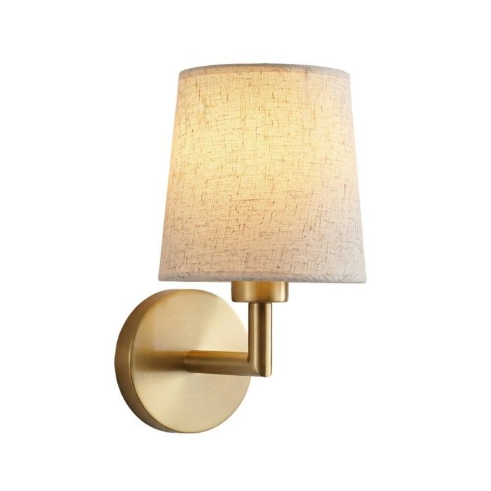 WOTTES 1 x Applique Murale Intérieure Lampe de Lit Lampe Murale Dorée avec Abat-jour en Lin Beige pour Chambre Salon