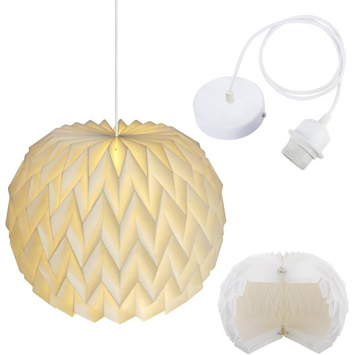 Abat Jour Papier Avec Cable Suspension Luminaire E27 Origami Suspension[IN20]