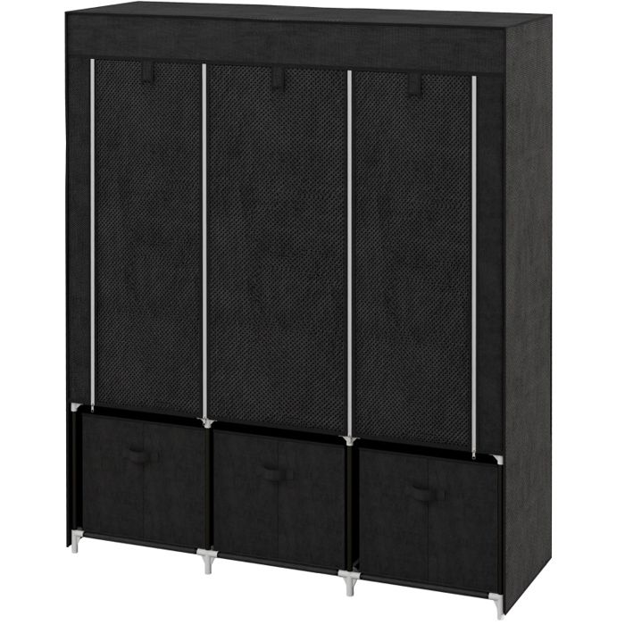 Armoire dressing pliable en tissu non tissé 125 x 43 x 1625 cm noir