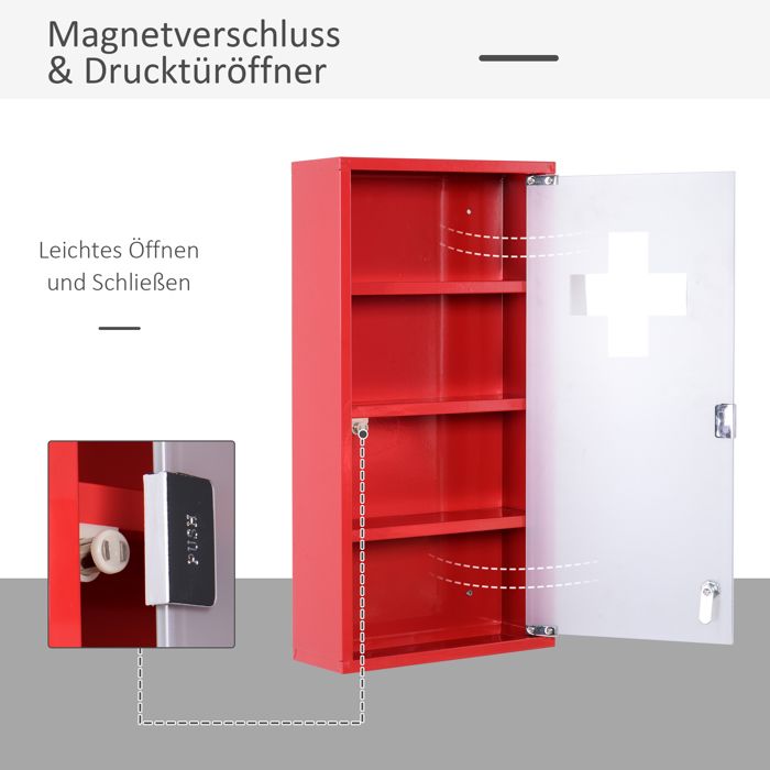 BEL Armoire à pharmacie en acier inoxydable avec serrure modèle 3 maison/bureau