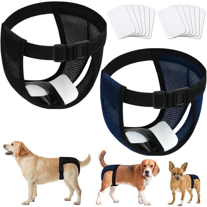 Lot De 2 Couches Pour Chiens Femelle Culotte En Chaleur Culotte Lavable Réutilisables Incontinence Avec 6 Serviettes Hygién[C35]