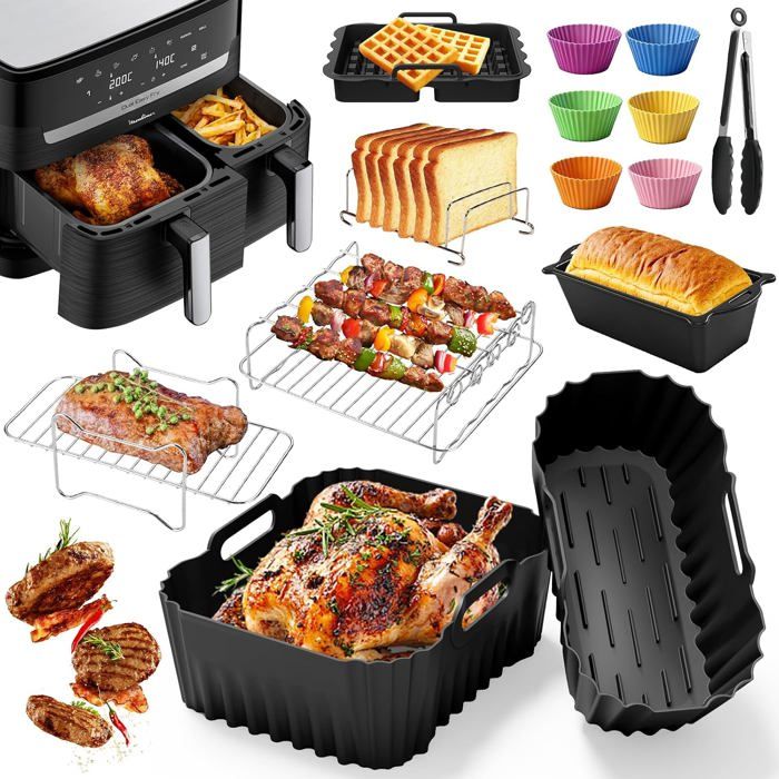 Accessoires Air Fryer Pour Moulinex Easy Fry Dual 8 3L(5 2/3 1L) Moule Air Fryer Avec Grille Racks Moule Cake Moule À Pain [F151]